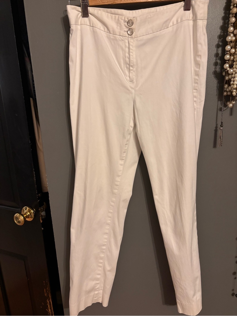 Jones New York White Straight Leg Ankle Pants